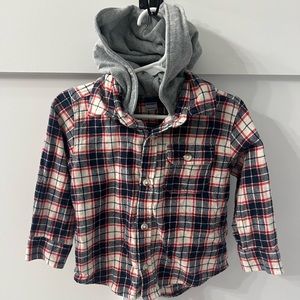 Old Navy Toddler 2T Hooded Plaid Flannel Shirt